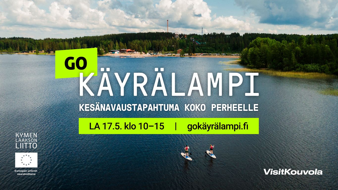 Tapahtuman mainos, jossa maisemaa ilmasta käsin Kä