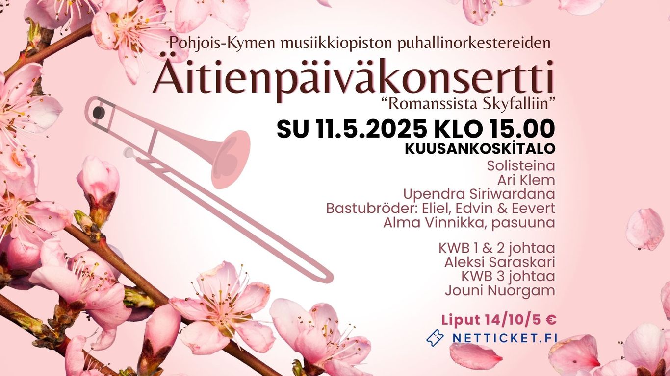 PKMOn puhallinorkestereiden Äitienpäiväkonsertti "Romanssista Skyfalliin"