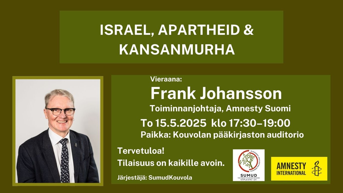 Amnesty: Israel, apartheid & kansanmurha