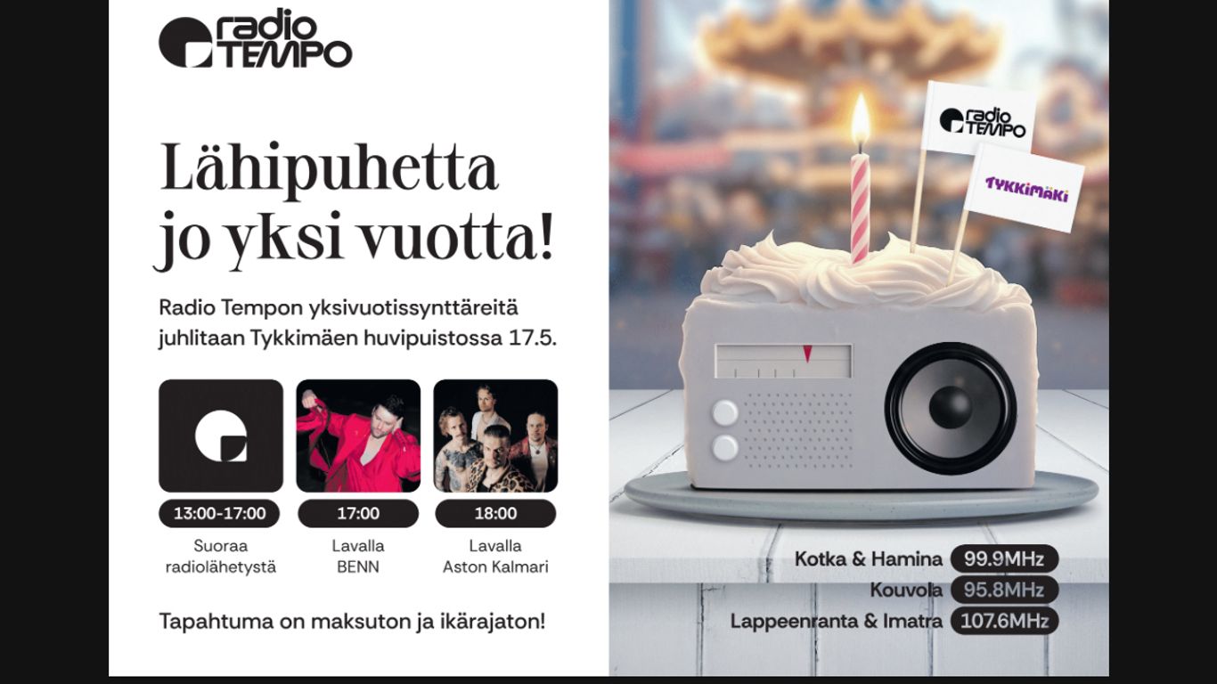 Radio Tempon Yksivuotissynttärit Tykkimäellä