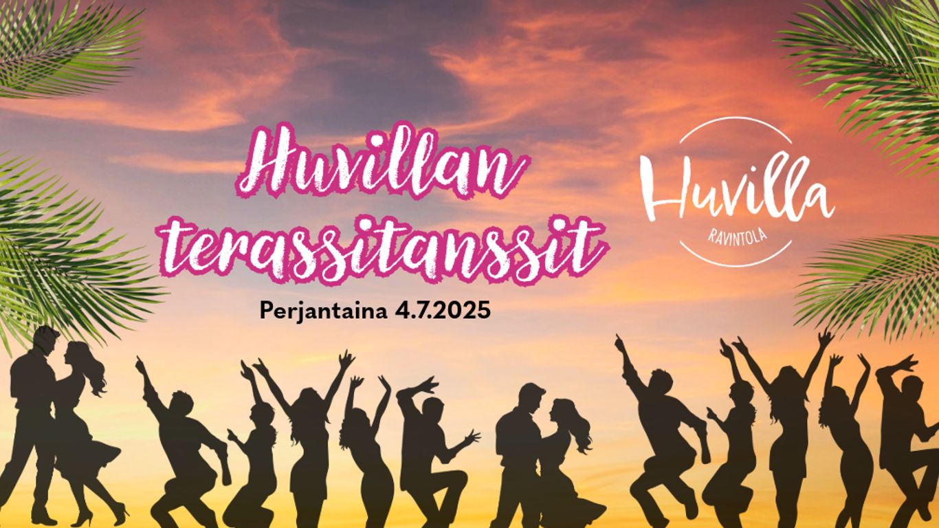 Huvillan terassitanssien mainoskuva. Ihmisiä tanss
