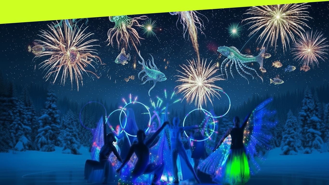 Ilotulitus ja mielikuvituksellisia mereneläimiä