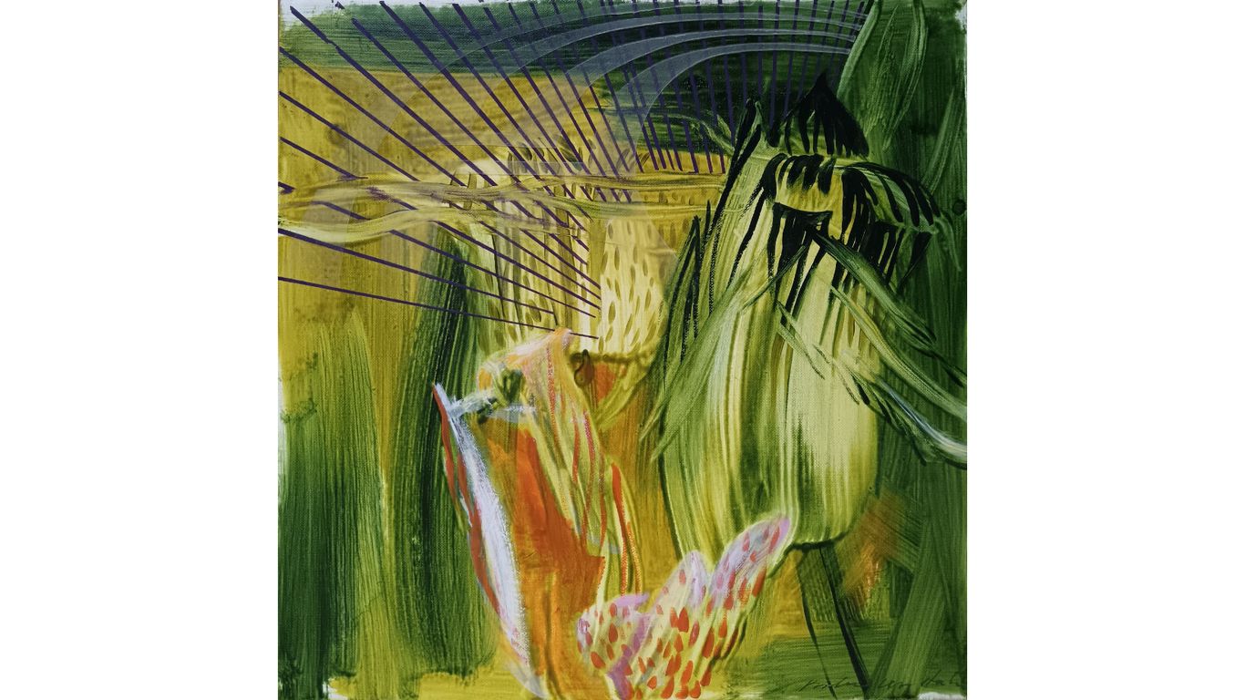 Vihreän sävyinen maalaus.