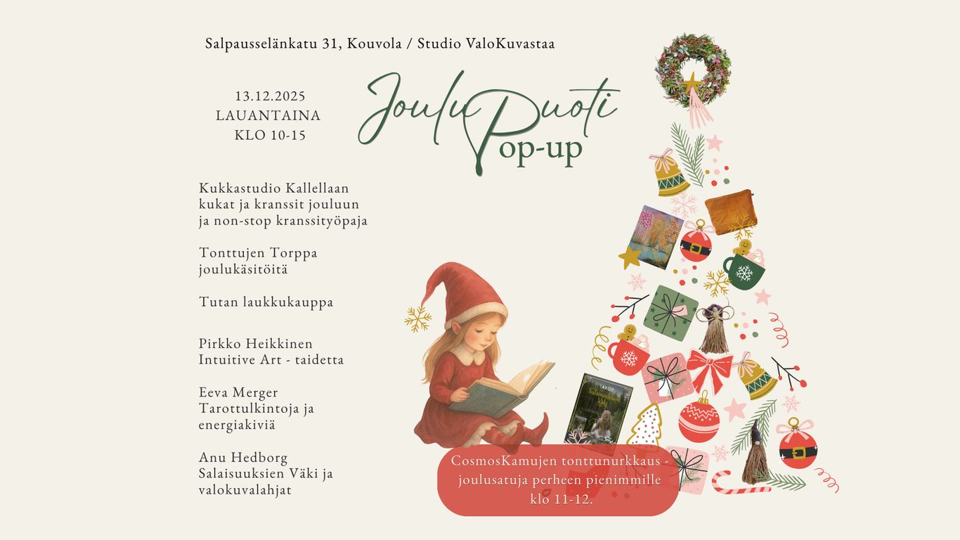 Pop-up Joulupuoti – lahjoja, kukkia, taidetta & tunnelmaa