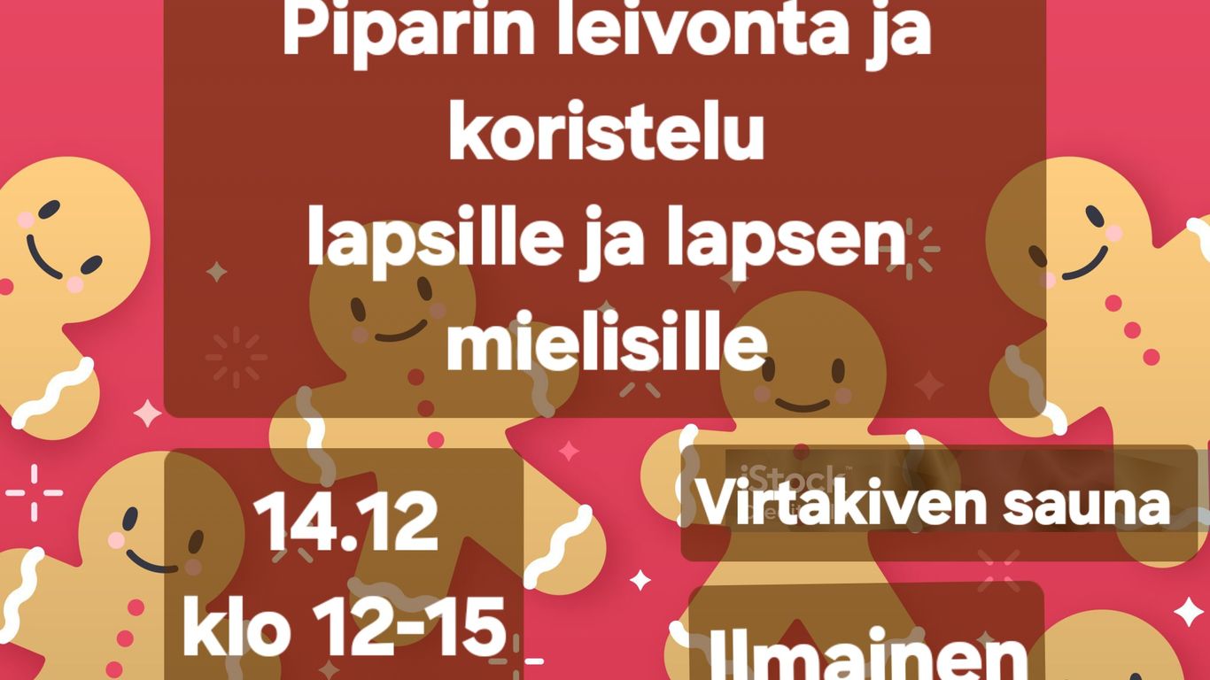Piparin leivonta ja koristelu Virtakiven saunan sunnuntai kahvilassa