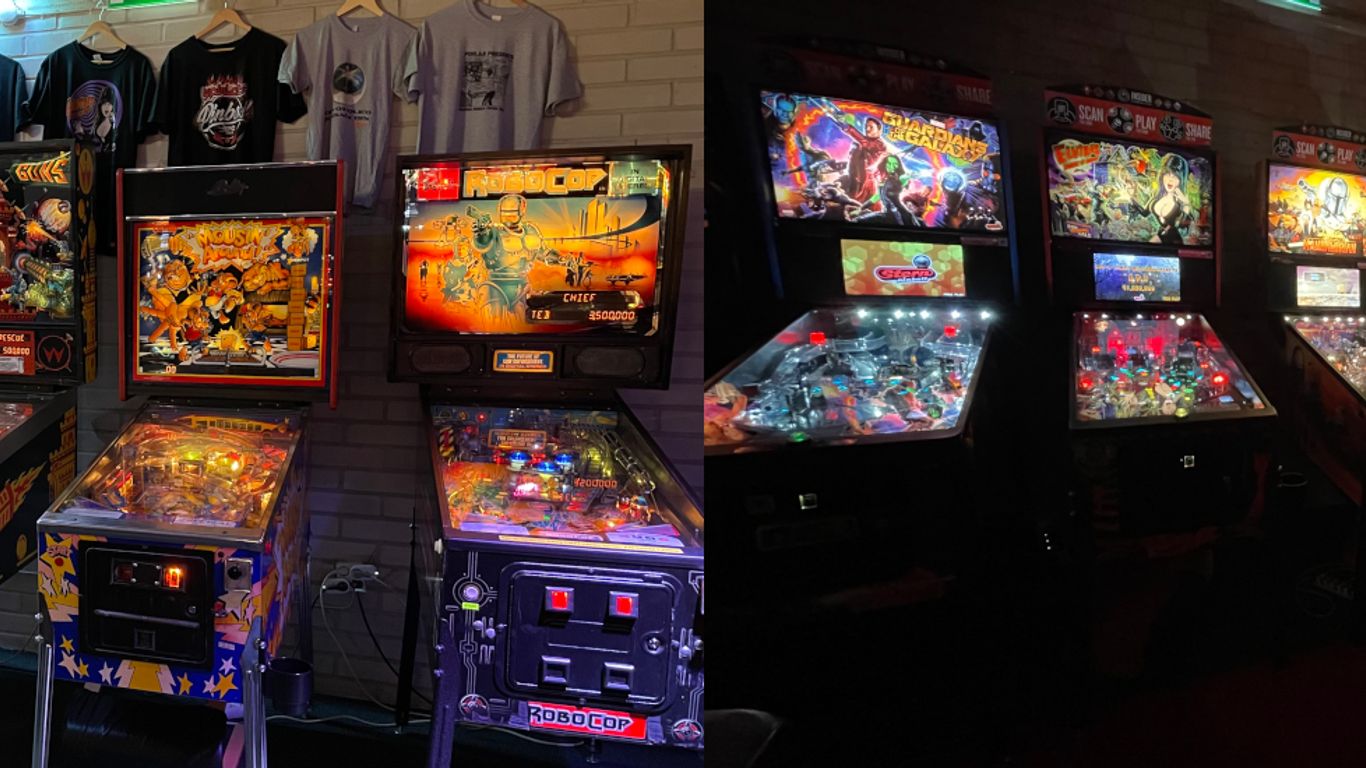 Kaksi kuvaa pelihallilta