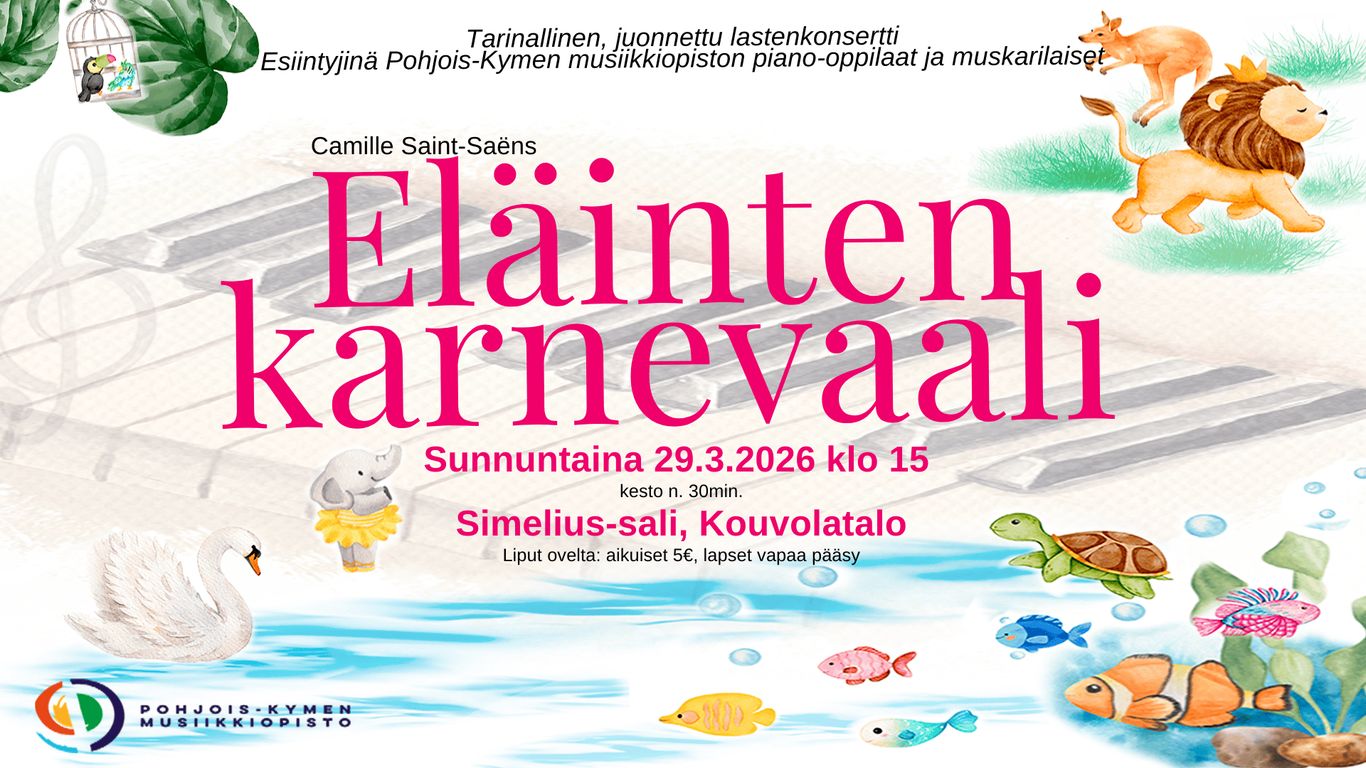 Eläinten karnevaali: PKMO:n piano- & muskarioppilaat esittävät