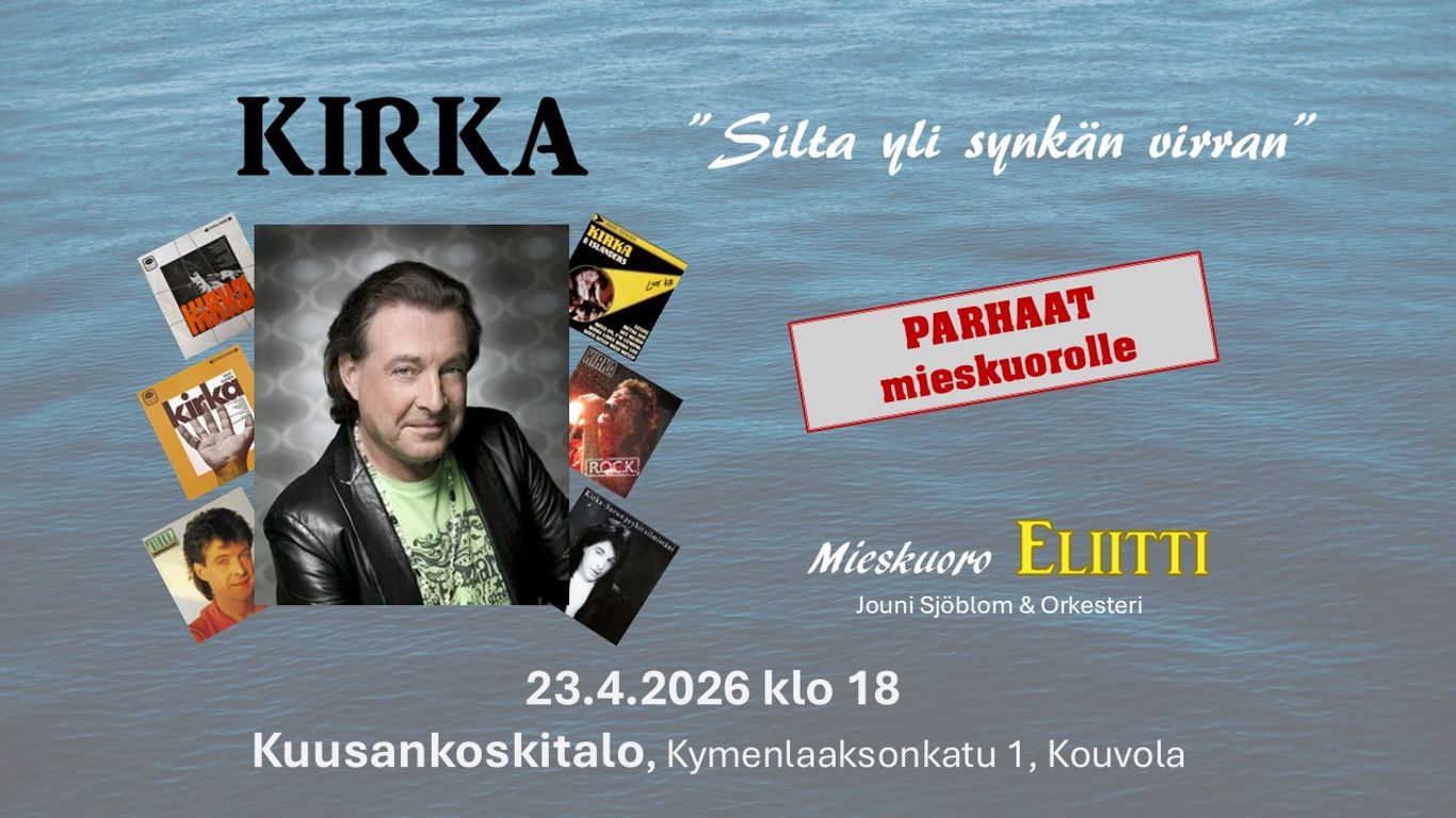 Kirka ja levyjsen kansia, tapahtuman nimi "Silta y