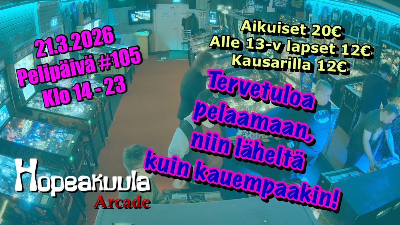 Läpikuultava kuva flipperihallilta, kuvassa on ihm