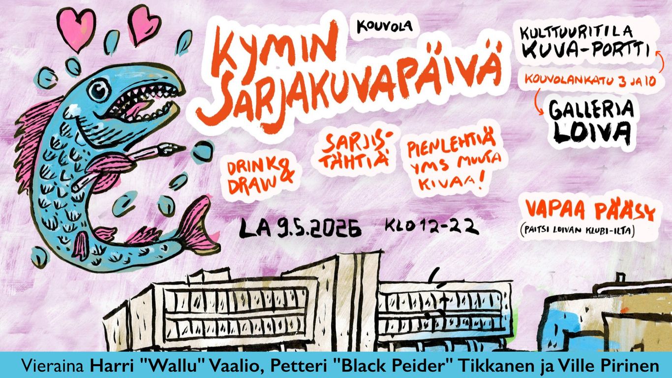 Kymijokelainen piirtelevä lohi hyppäämässä Kouvola