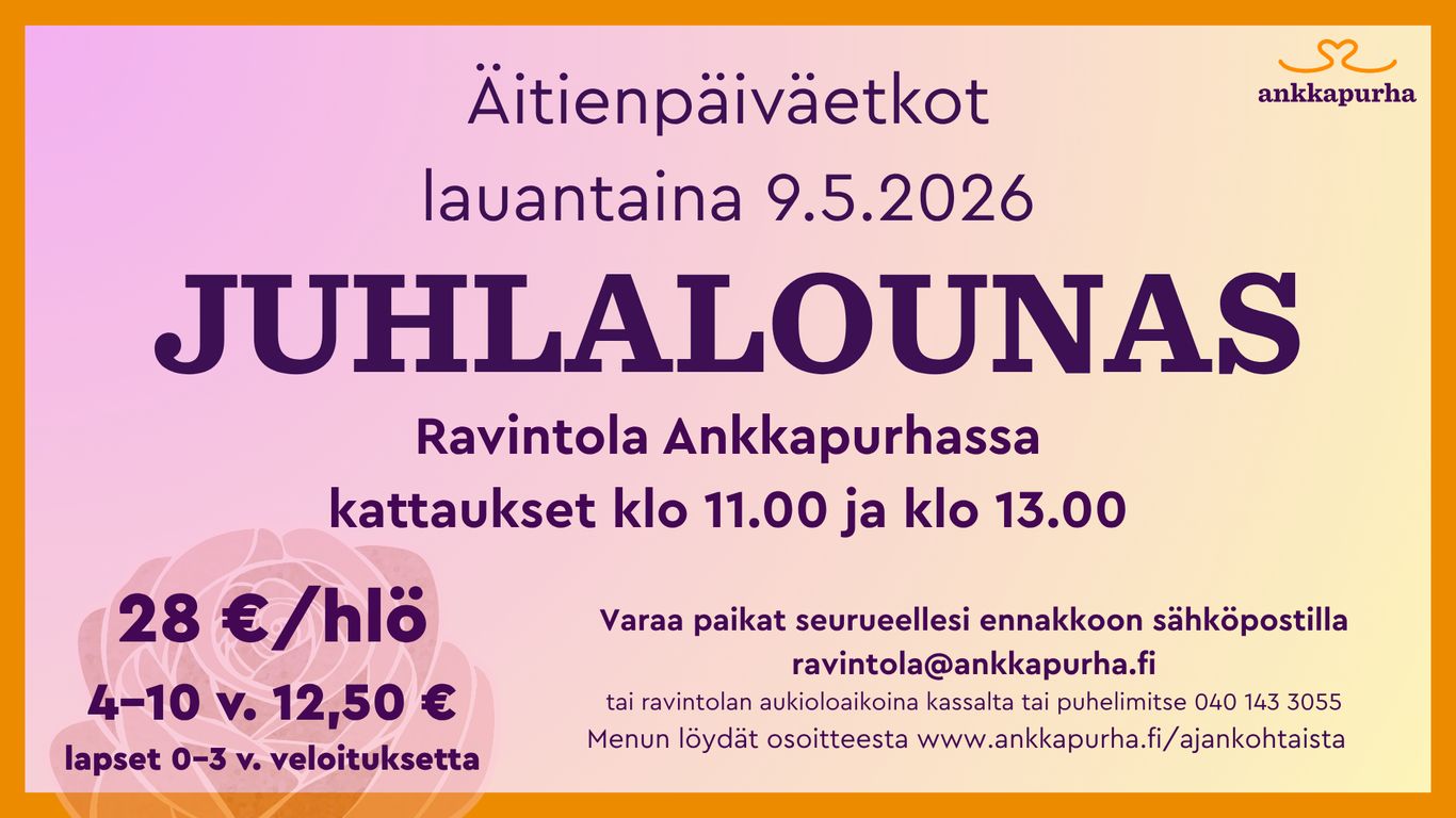 Äitienpäiväetkojen juhlalounaan mainoskuva