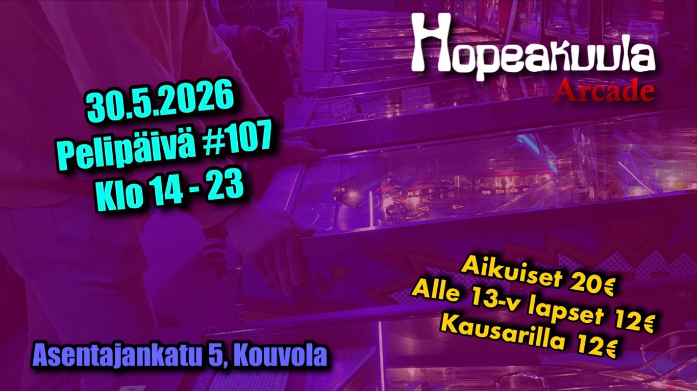 Taustavärin läpi kuultavassa kuvassa rivi flippere