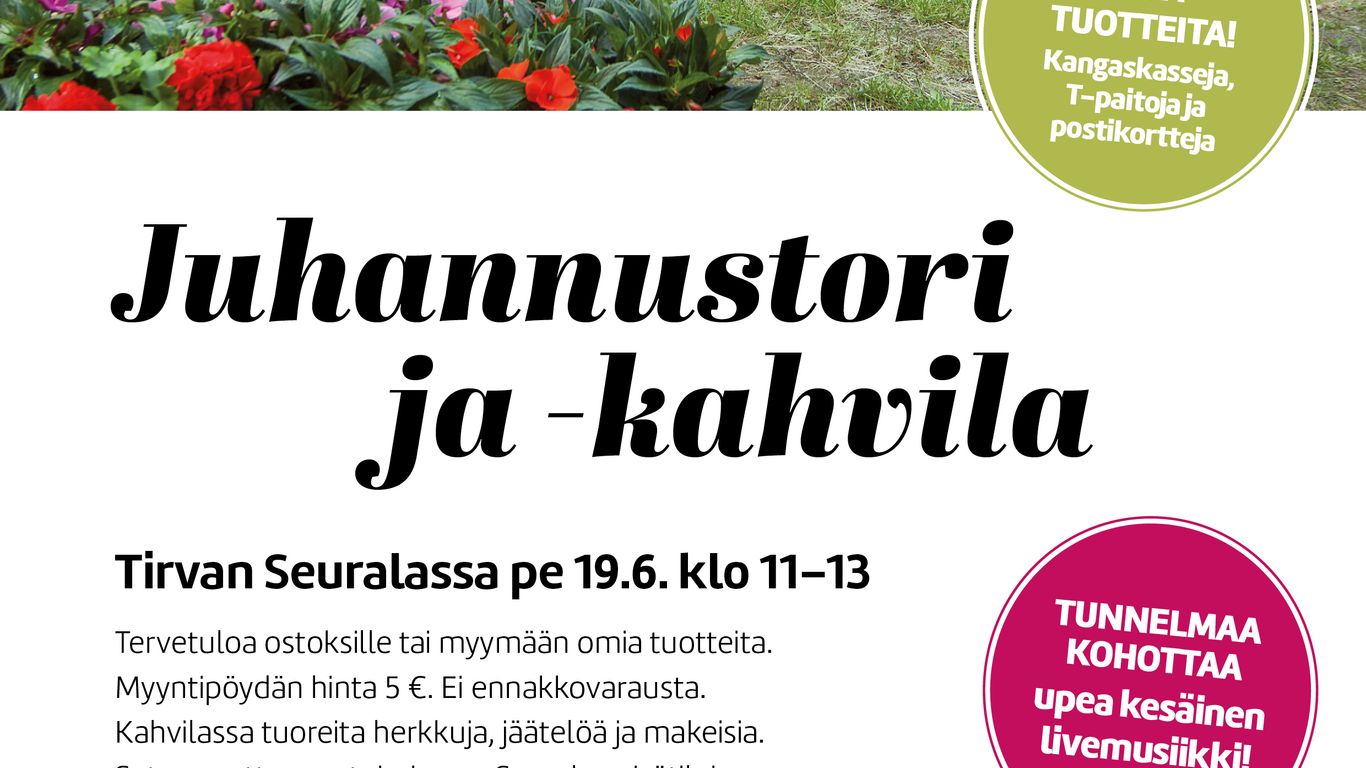 Paljon ihmisiä Tirvan juhannusaaton kesätorilla. U