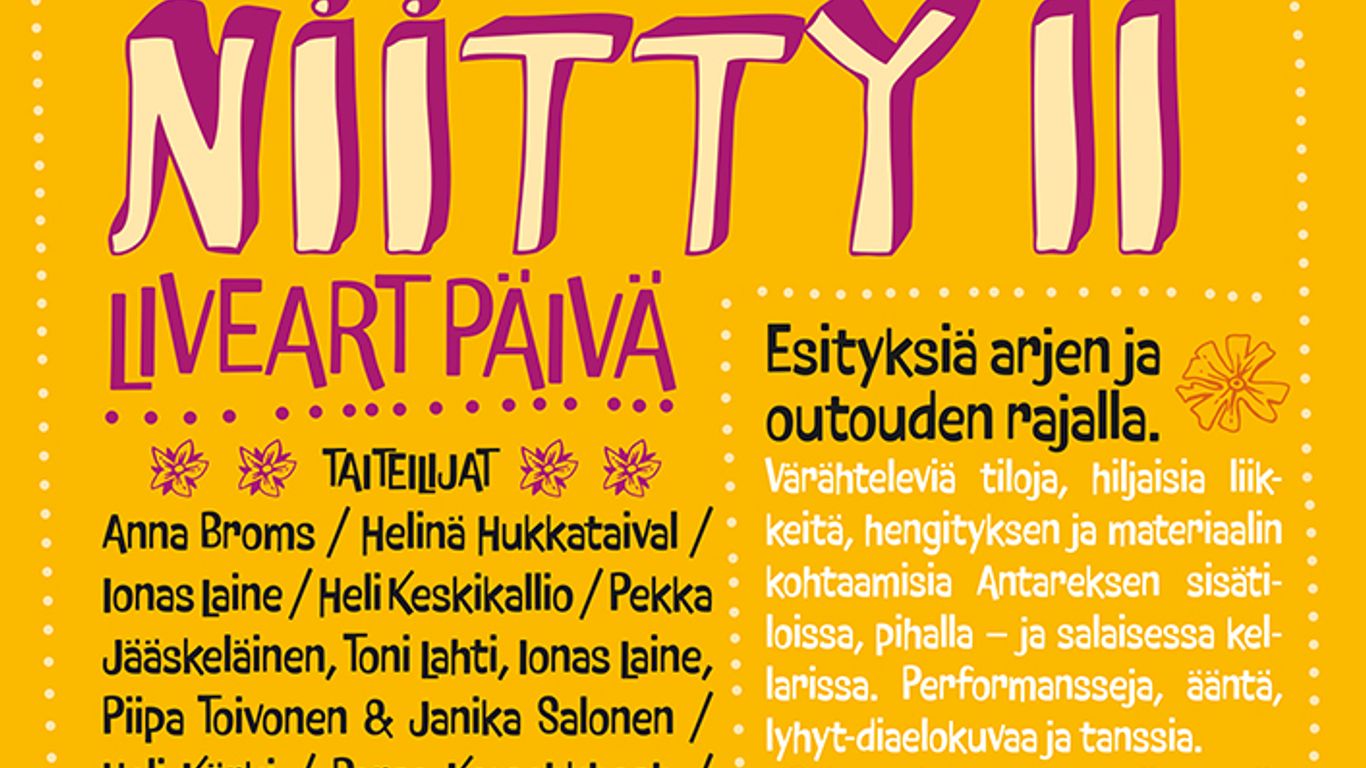 Perhosniitty II LiveArt päivän juliste, jossa on l