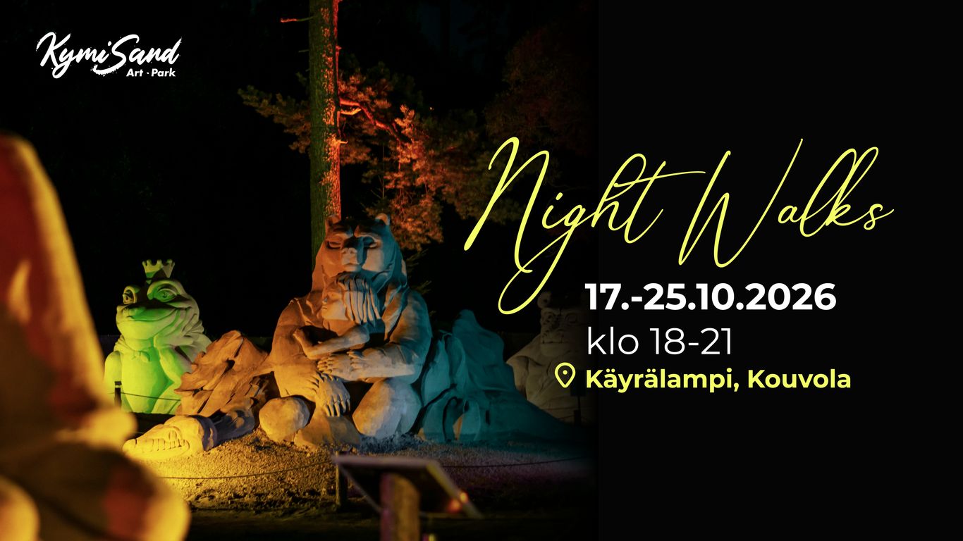 Hiekkaveistokset valaistuna